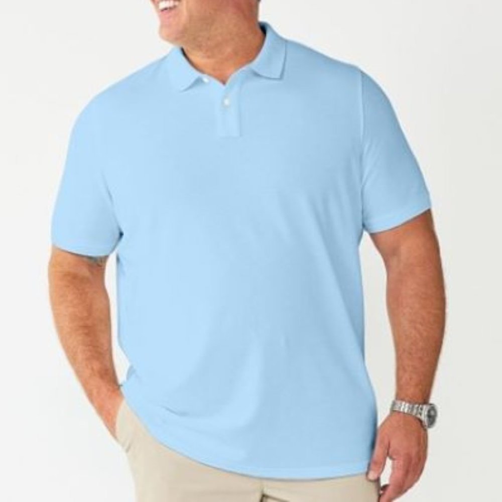 Sonoma Supersoft Pique Polo Top Light Blue Men’s Big & Tall Size 4XB NEW